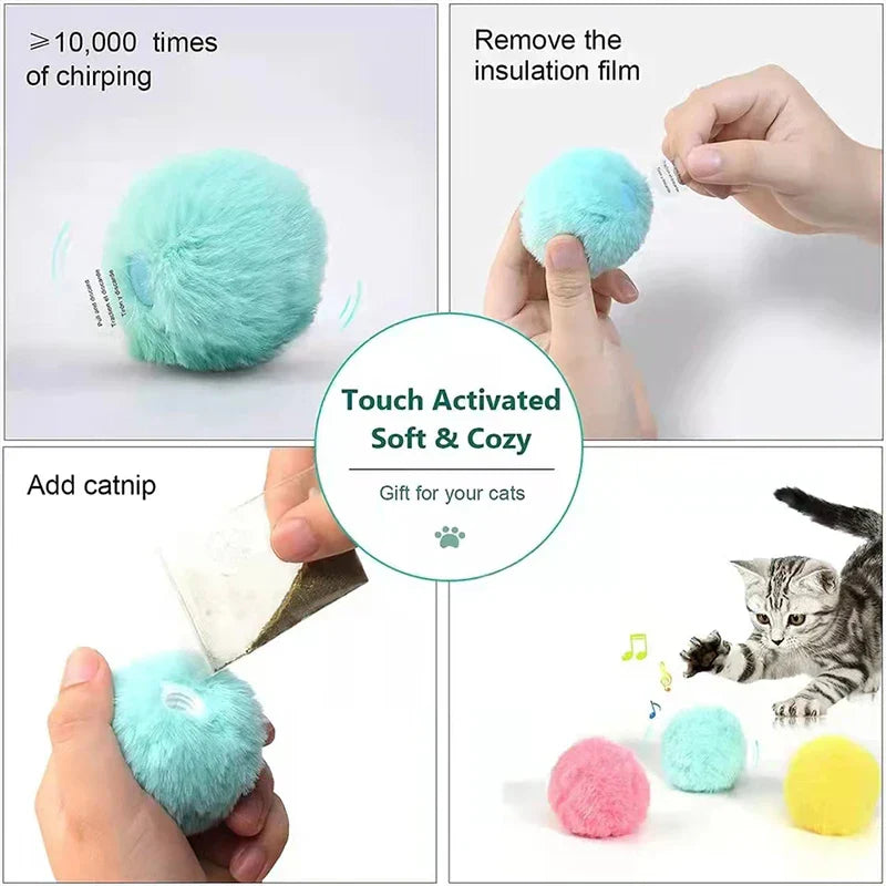 Interactive Ball Smart Cat Toys Plush Electric Catnip Training Toy - Majpet