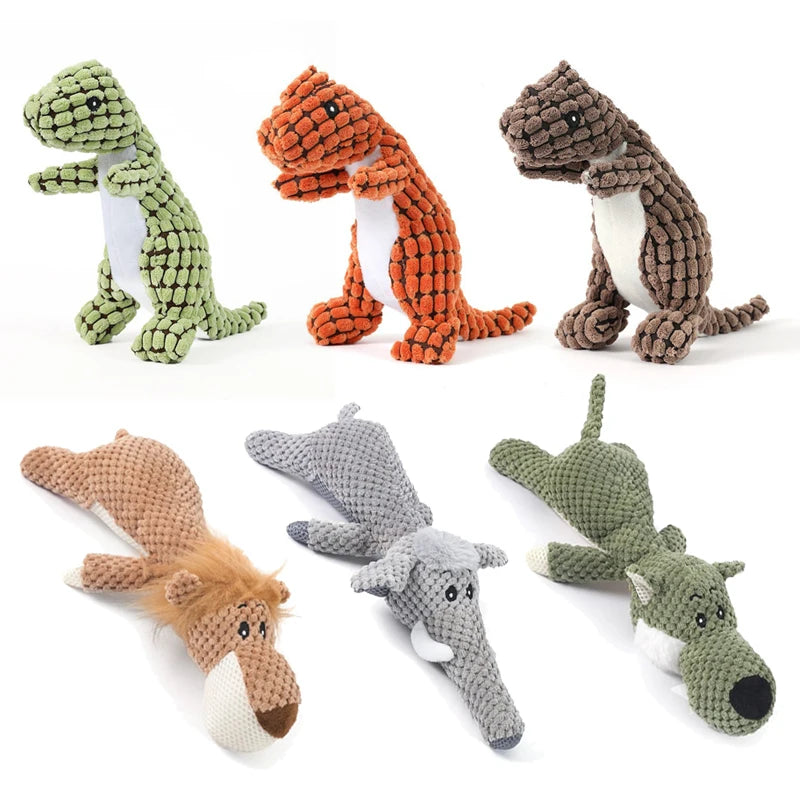 Dinosaur Plush Dog Squeaky Interactive Toys For Small Large Dogs Bite - Majpet