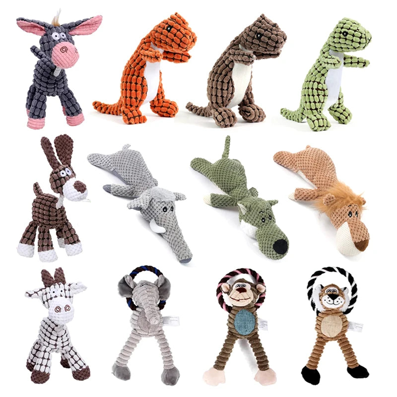 Dinosaur Plush Dog Squeaky Interactive Toys For Small Large Dogs Bite - Majpet