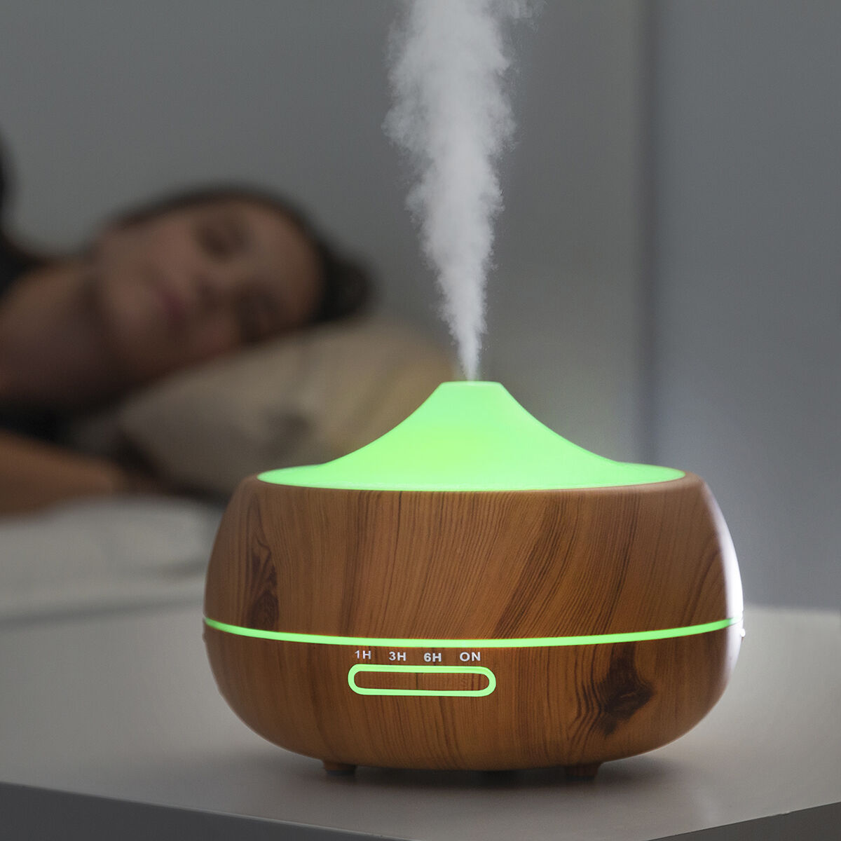 Aroma Diffuser Humidifier with Multicolour LED Wooden-Effect - Majpet