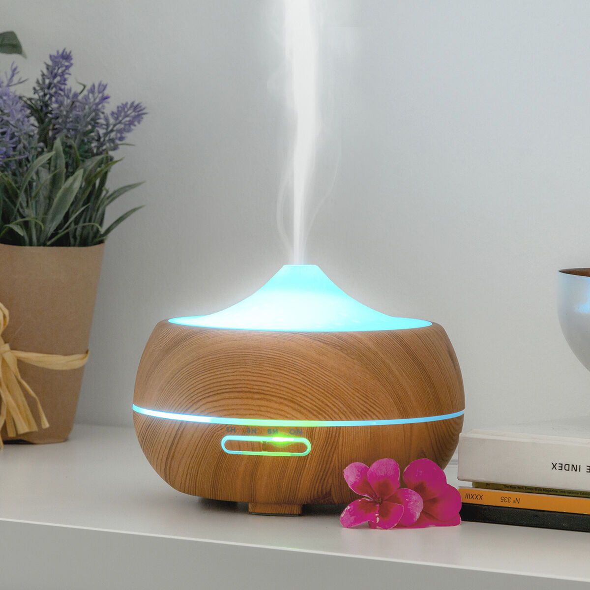 Aroma Diffuser Humidifier with Multicolour LED Wooden-Effect - Majpet