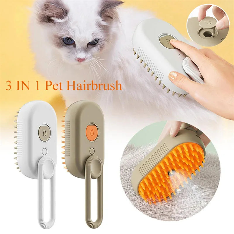 3 in 1 Pet Electric Steam Brush Cat and Dog Cleaning Spray Massage - Majpet