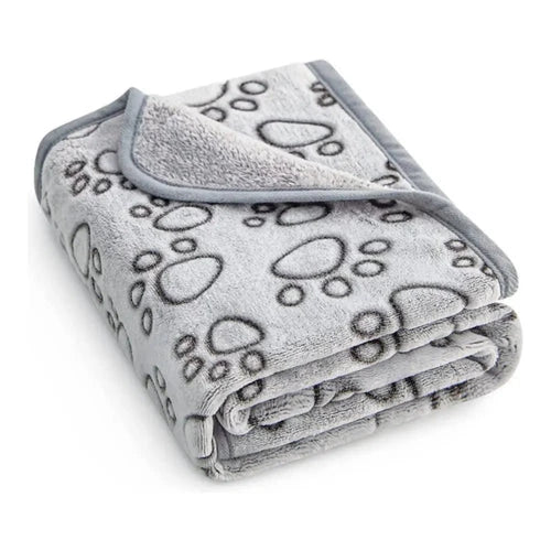 1pc Soft High Quality Pet Blanket, Grey Paw Dog Blanket Washable, Pet - Majpet