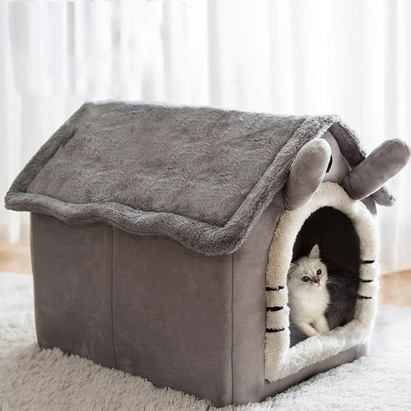 Indoor Warm Dog House Soft Pet Bed Tent House Dog Kennel Cat Bed with - Majpet