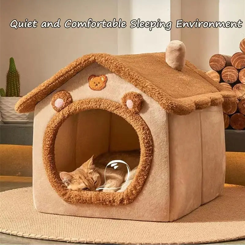 Foldable Pet House Removable Dog Bed Washable Cat House Puppy Kennel - Majpet