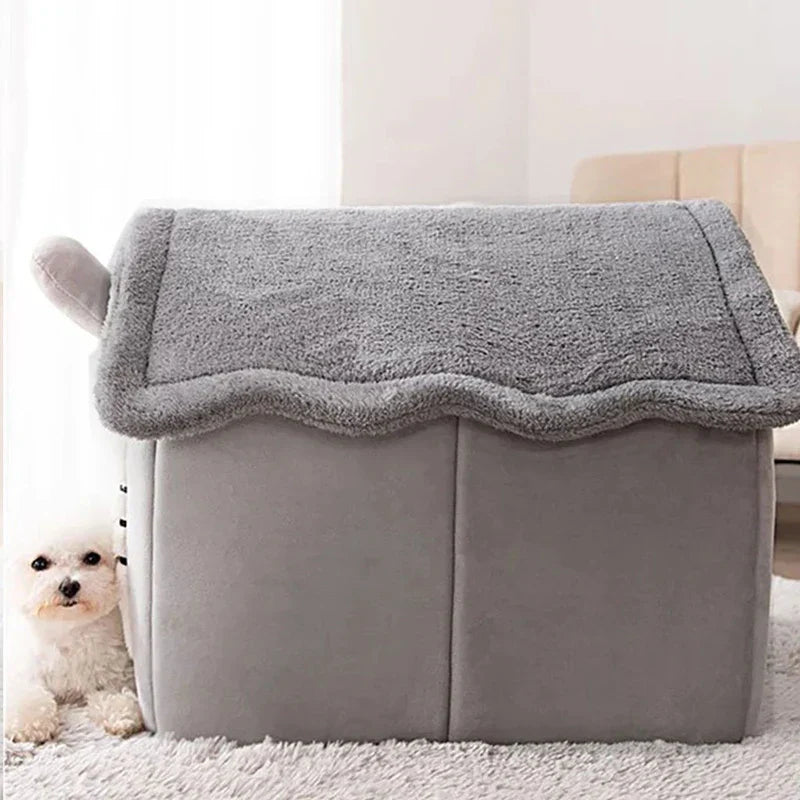 Indoor Warm Dog House Soft Pet Bed Tent House Dog Kennel Cat Bed with - Majpet