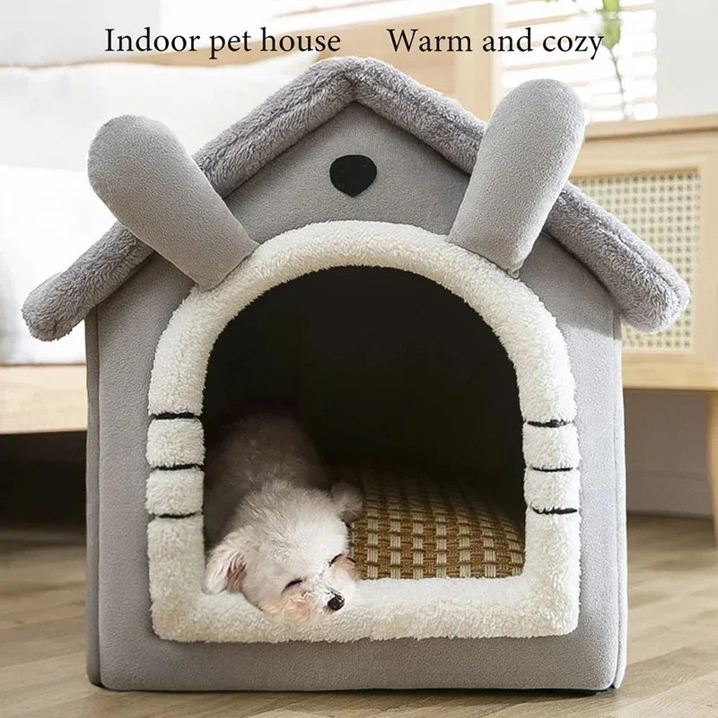 Indoor Warm Dog House Soft Pet Bed Tent House Dog Kennel Cat Bed with - Majpet