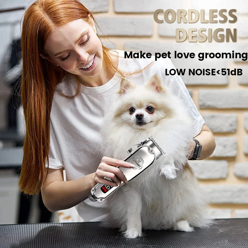 Professional Dog Hair Clipper All Metal Rechargeable Pet Trimmer Cat - Majpet