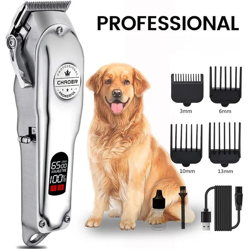 Professional Dog Hair Clipper All Metal Rechargeable Pet Trimmer Cat - Majpet