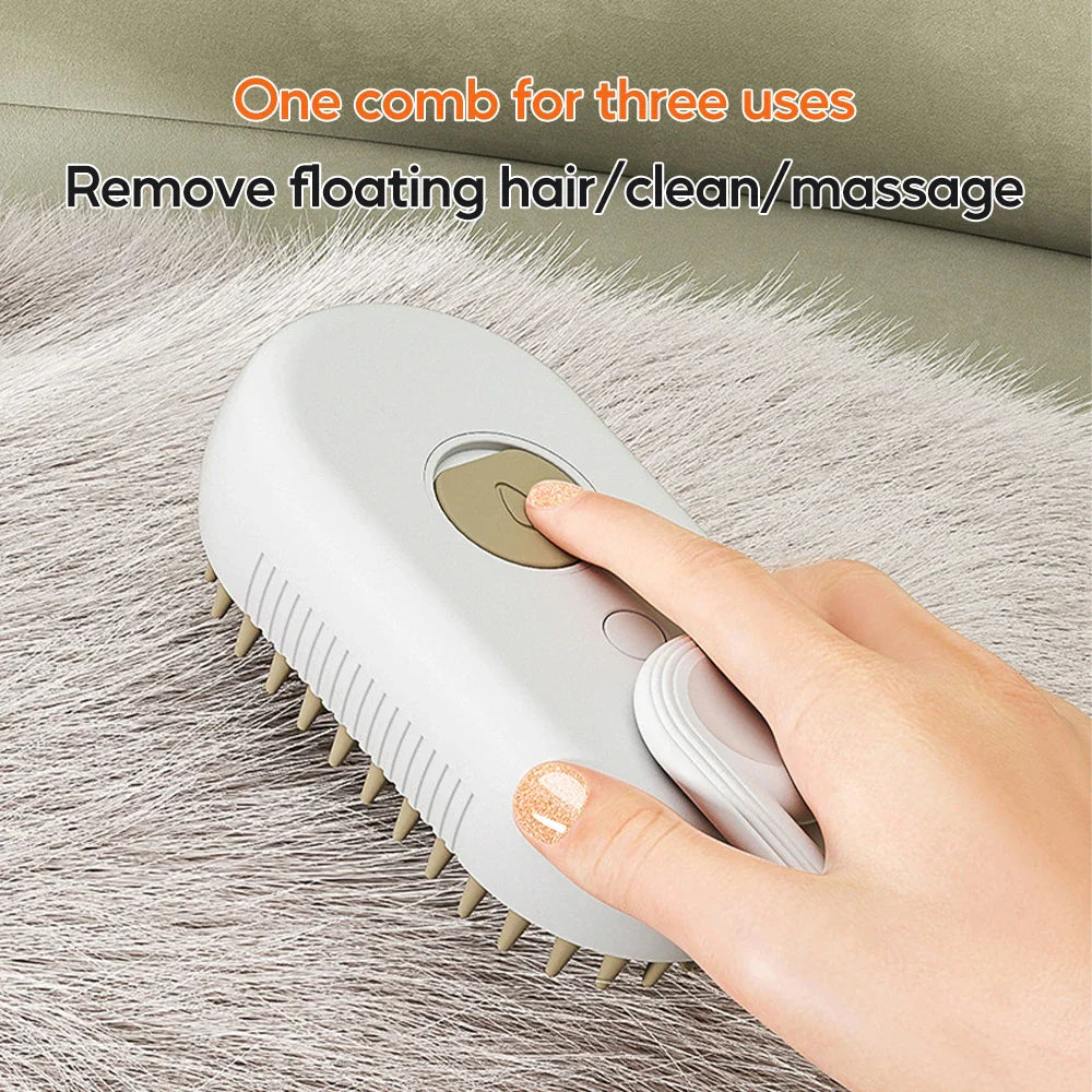 3 in 1 Pet Electric Steam Brush Cat and Dog Cleaning Spray Massage - Majpet