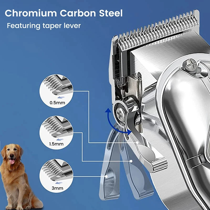 Professional Dog Hair Clipper All Metal Rechargeable Pet Trimmer Cat - Majpet