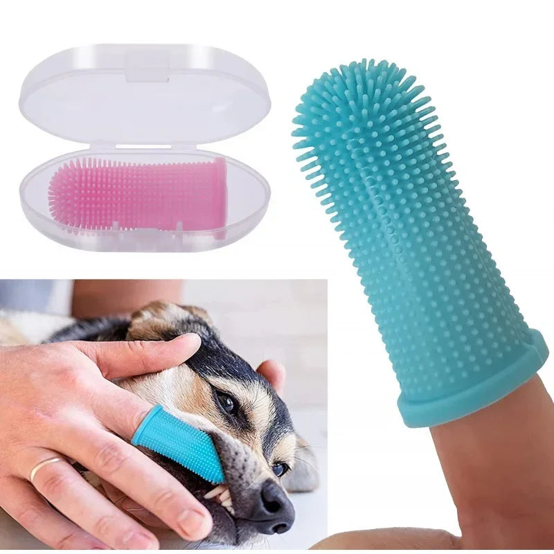 Dog Super Soft  pet Finger Toothbrush Teeth Cleaning Breath Care - Majpet