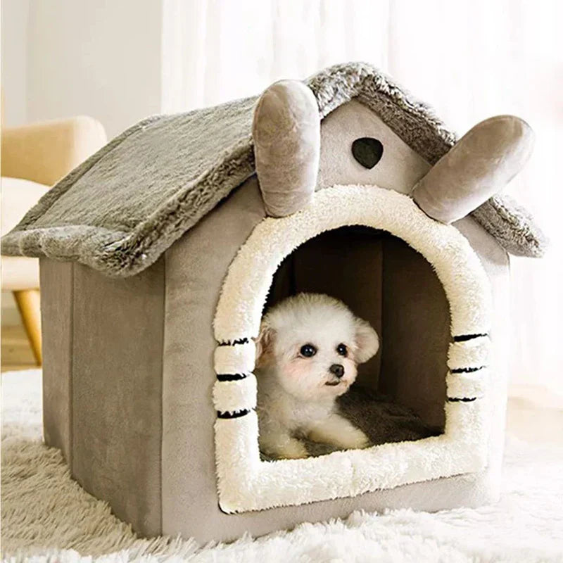 Indoor Warm Dog House Soft Pet Bed Tent House Dog Kennel Cat Bed with - Majpet