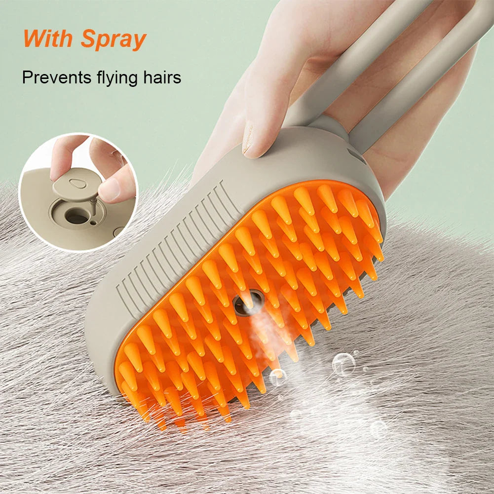 3 in 1 Pet Electric Steam Brush Cat and Dog Cleaning Spray Massage - Majpet