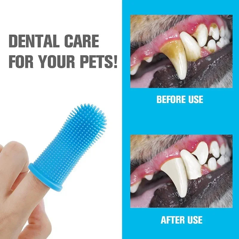 Dog Super Soft  pet Finger Toothbrush Teeth Cleaning Breath Care - Majpet